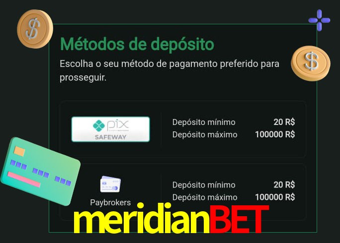 O cassino meridianbet oferece uma grande variedade de métodos de pagamento